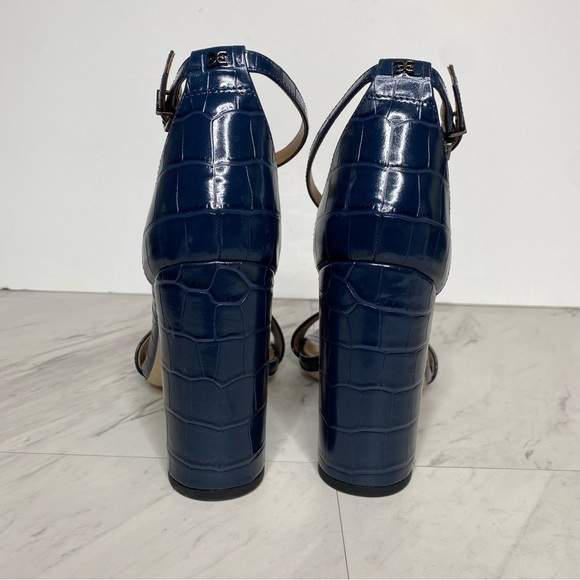 Sam Edelman Yaro Blue Crocodile Block Heel Sandal 9 1/2 M - Picture 3 of 14